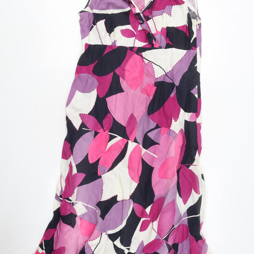 Moda Womens Multicoloured Floral Polyester Maxi Size 14 V-Neck Zip