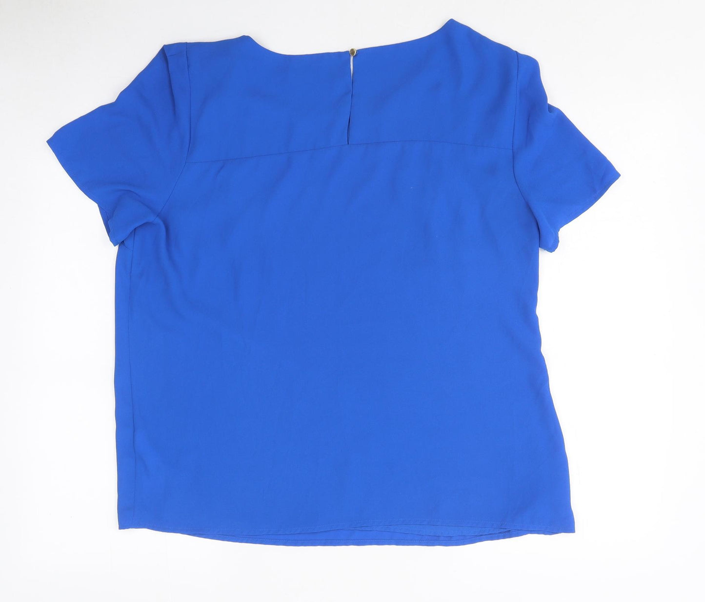Oasis Womens Blue Polyester Basic T-Shirt Size 16 Round Neck