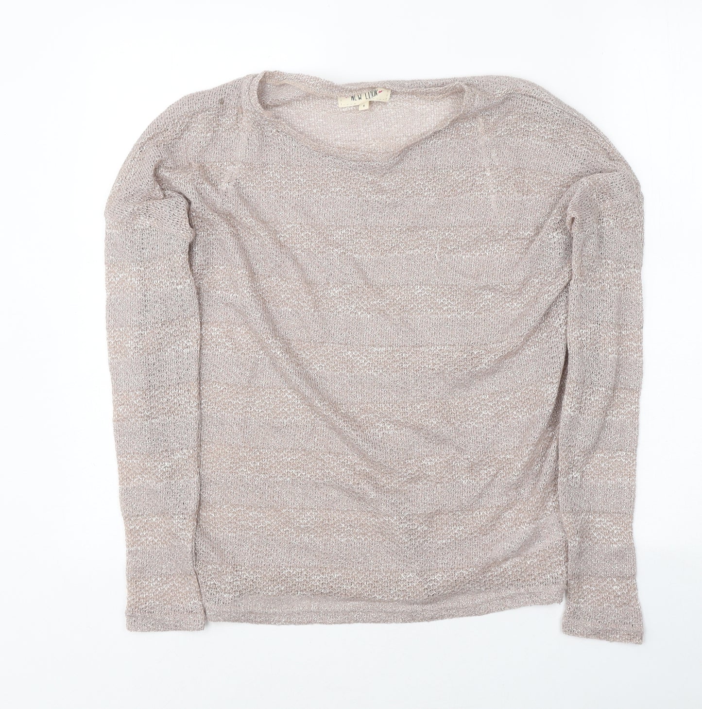 New Look Womens Pink Polyester Basic T-Shirt Size 8 Round Neck