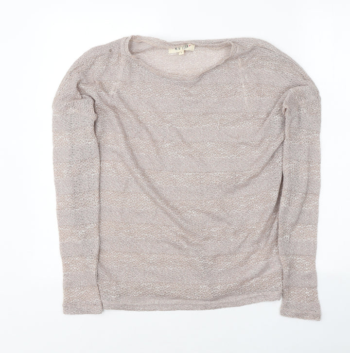 New Look Womens Pink Polyester Basic T-Shirt Size 8 Round Neck