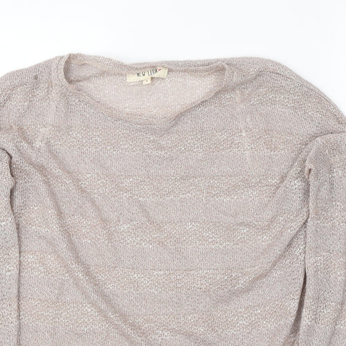 New Look Womens Pink Polyester Basic T-Shirt Size 8 Round Neck