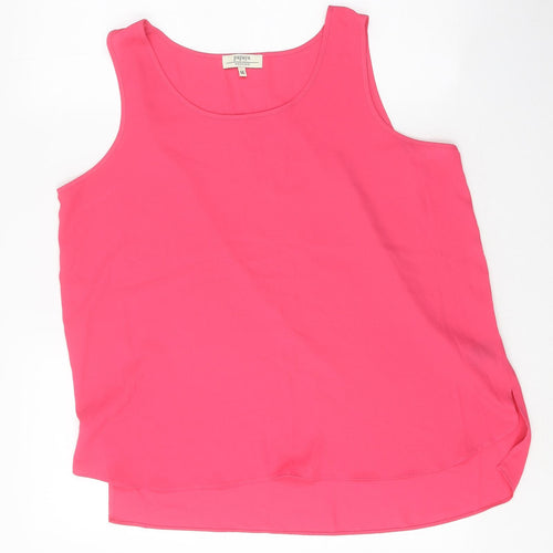 Papaya Womens Pink Polyester Basic Tank Size 14 Round Neck
