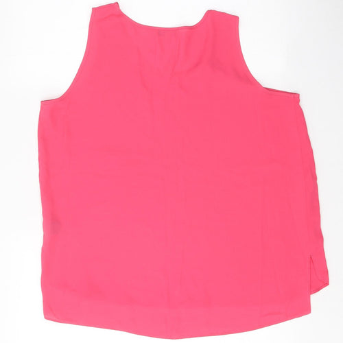 Papaya Womens Pink Polyester Basic Tank Size 14 Round Neck
