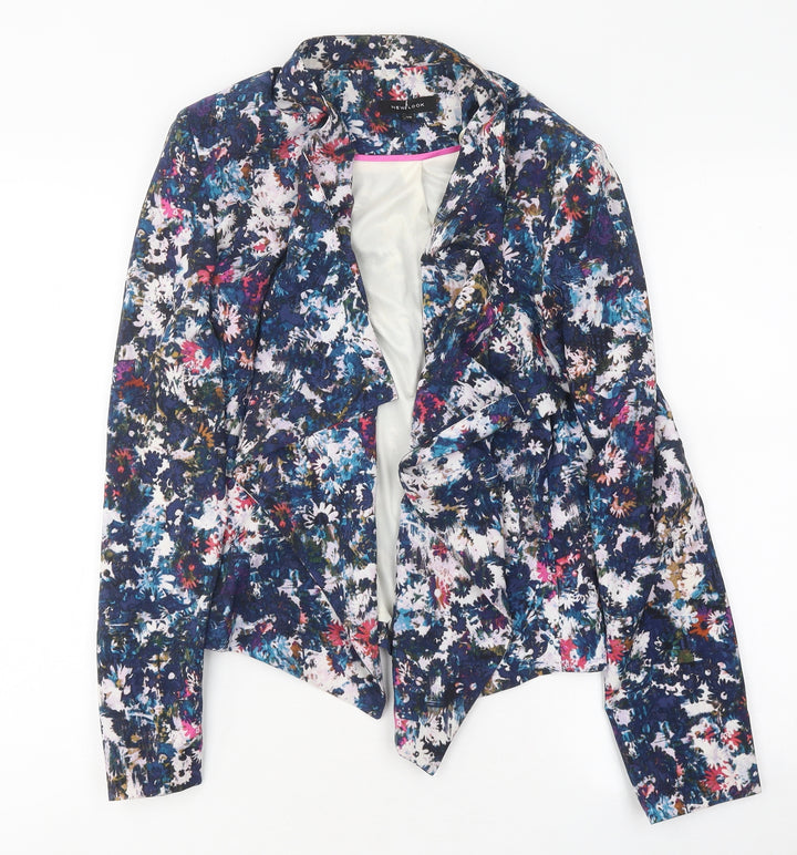 New Look Womens Multicoloured Floral Jacket Blazer Size 10