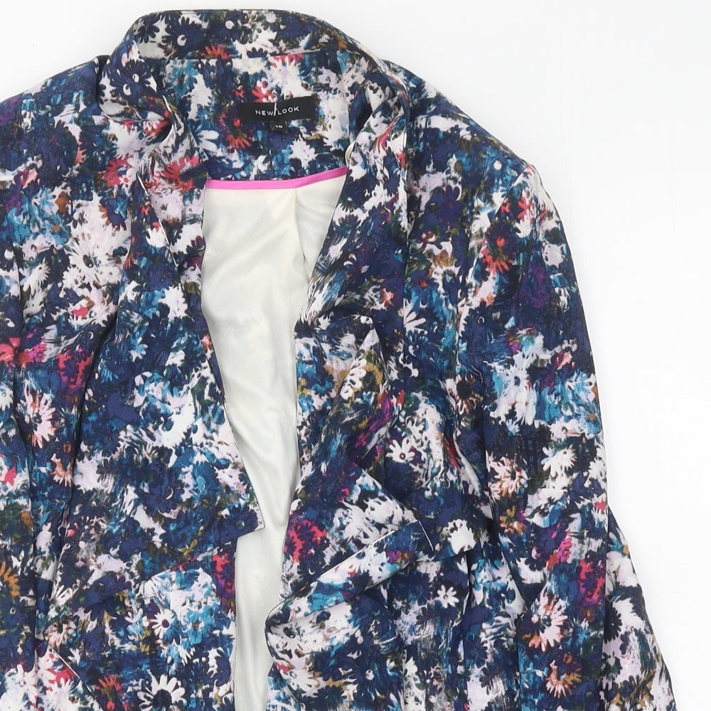 New Look Womens Multicoloured Floral Jacket Blazer Size 10