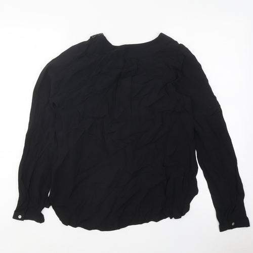 H&M Womens Black Polyester Size 4 V-Neck