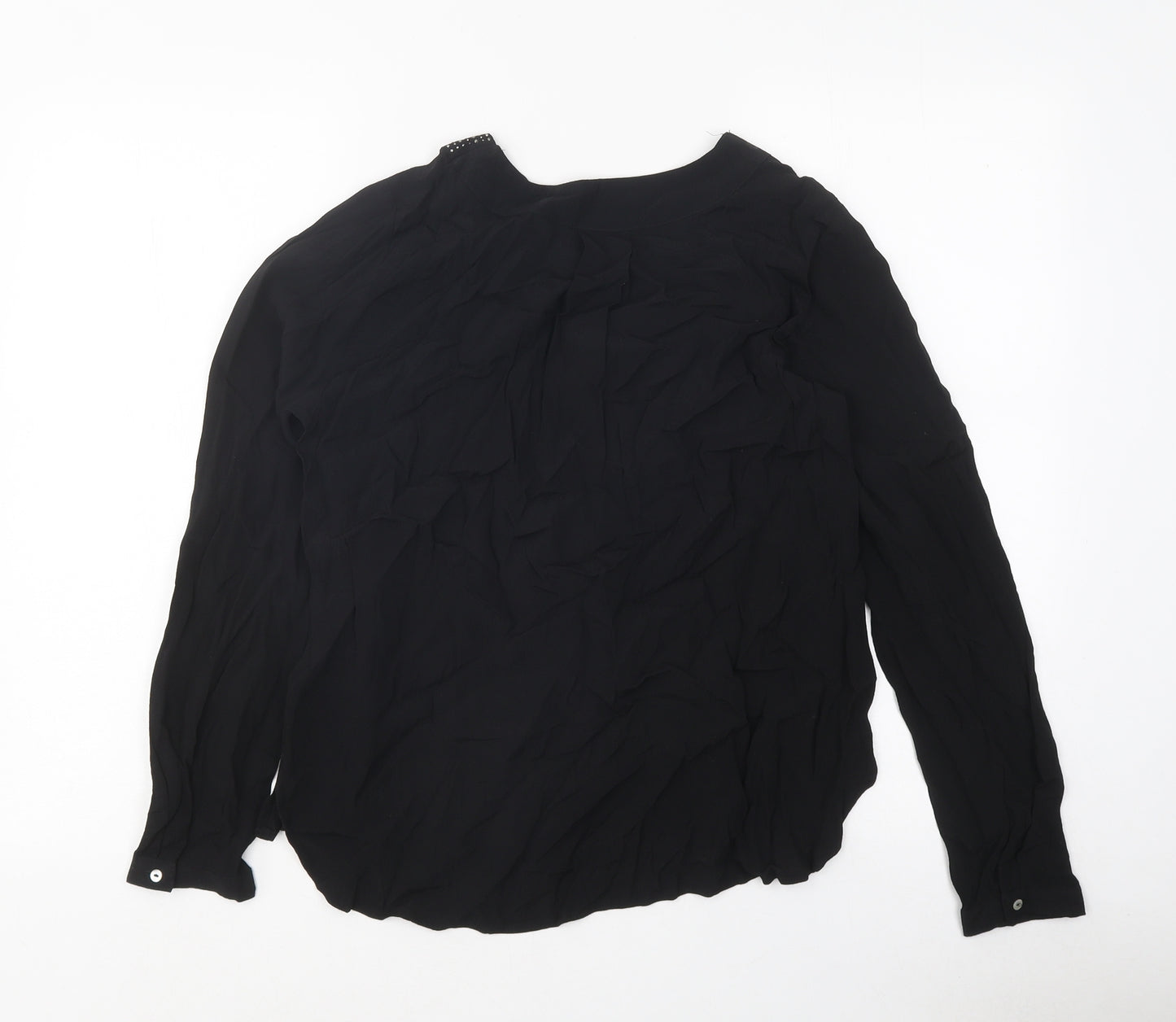 H&M Womens Black Polyester Size 4 V-Neck