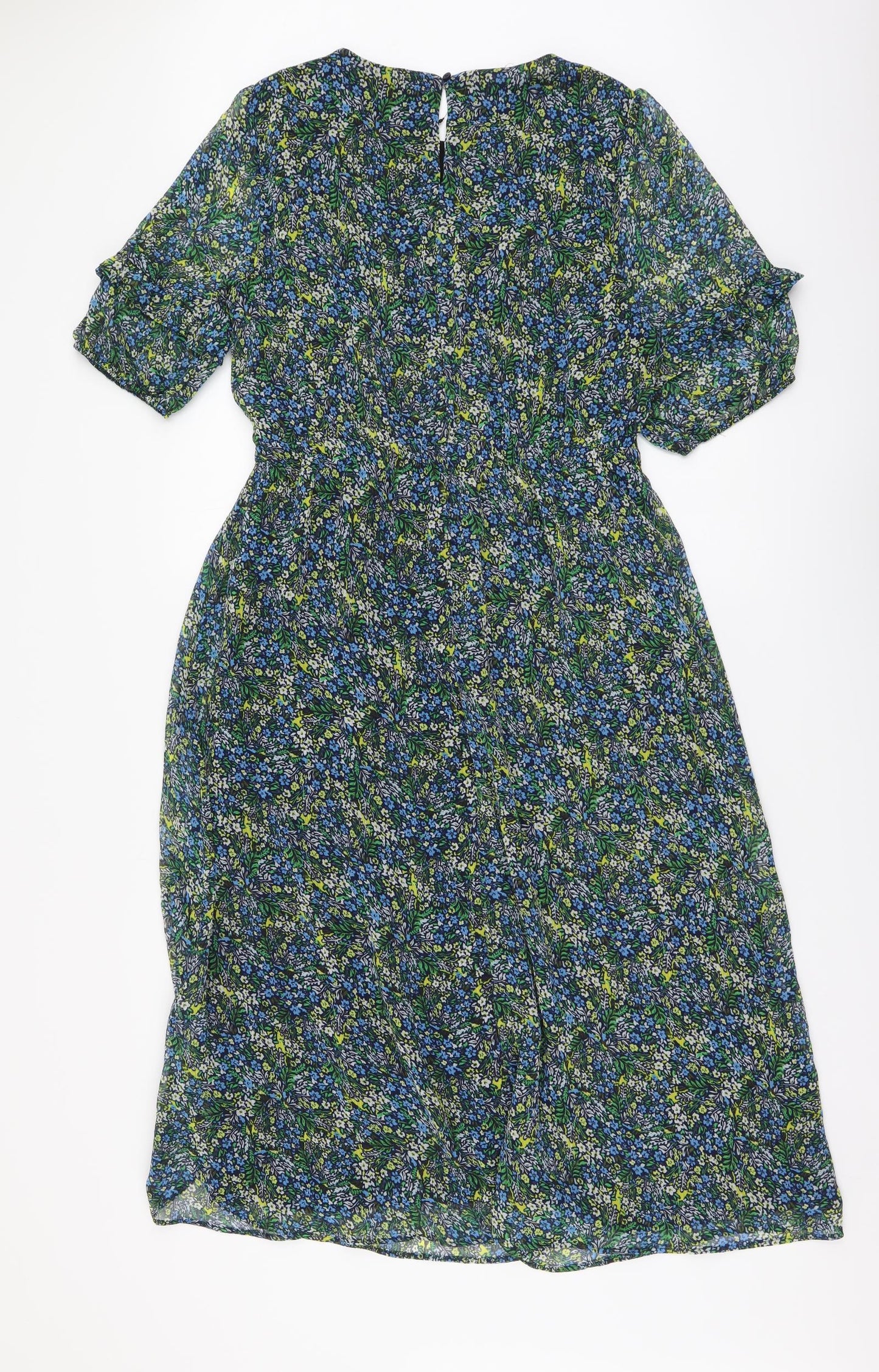 Marks and Spencer Womens Multicoloured Floral Polyester A-Line Size 14 Round Neck Pullover
