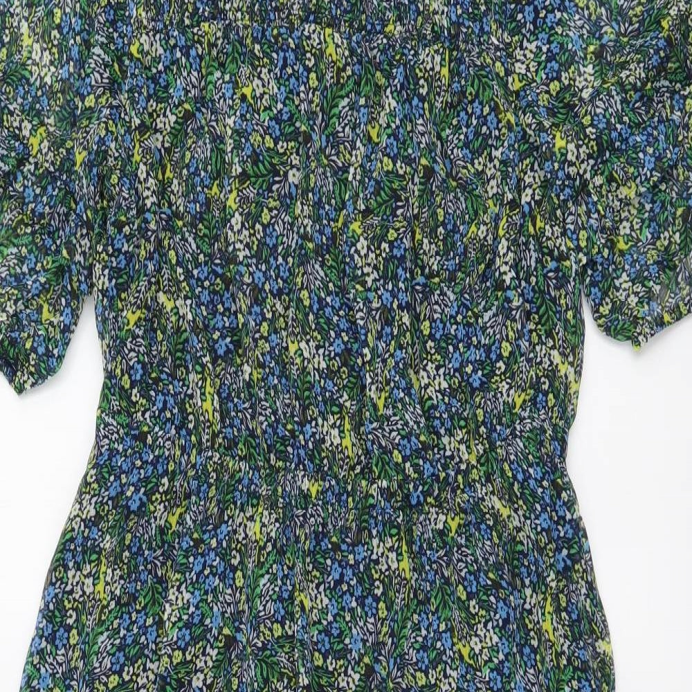 Marks and Spencer Womens Multicoloured Floral Polyester A-Line Size 14 Round Neck Pullover