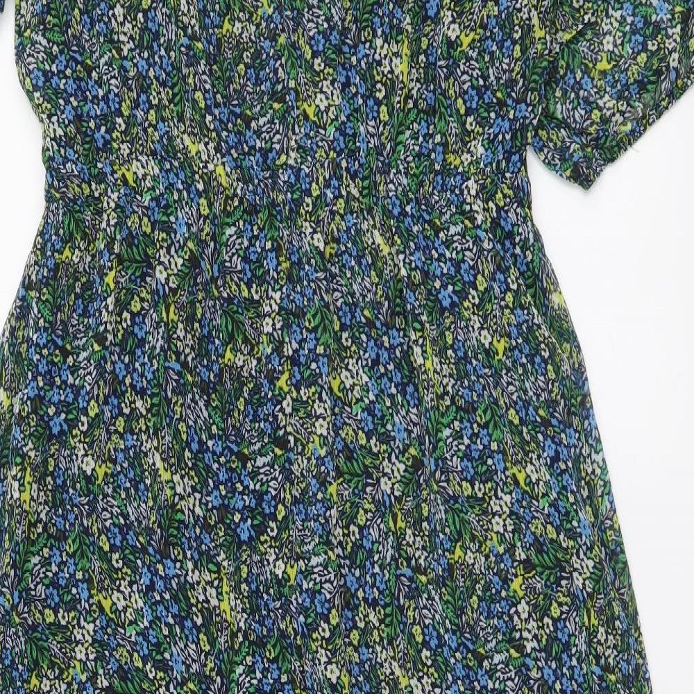 Marks and Spencer Womens Multicoloured Floral Polyester A-Line Size 14 Round Neck Pullover