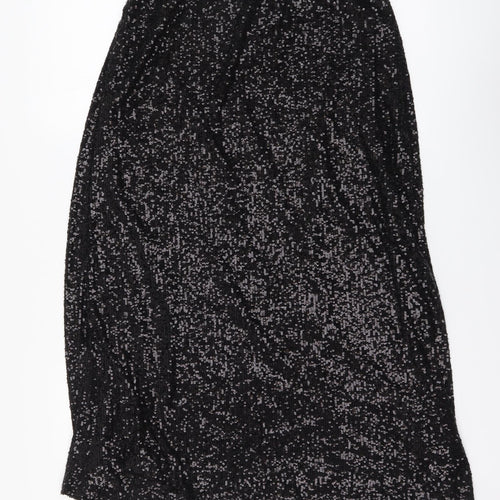 Marks and Spencer Womens Black Polyester A-Line Skirt Size 8 Drawstring