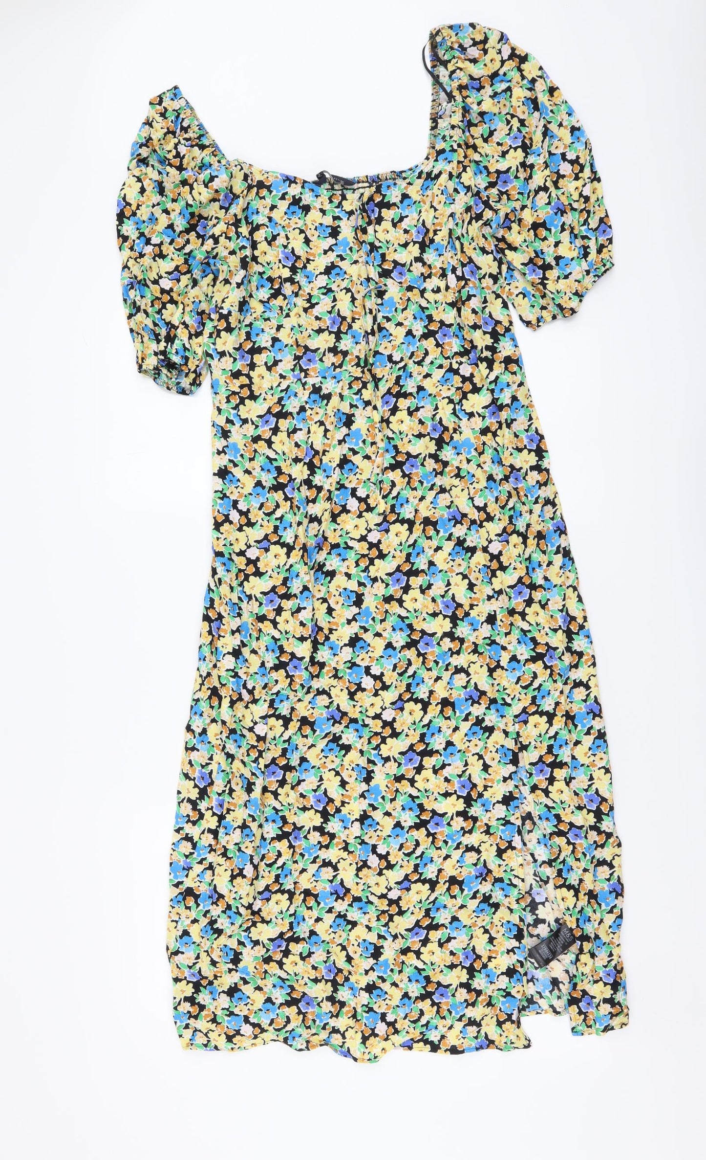 Marks and Spencer Womens Multicoloured Floral Viscose A-Line Size 12 Round Neck Pullover