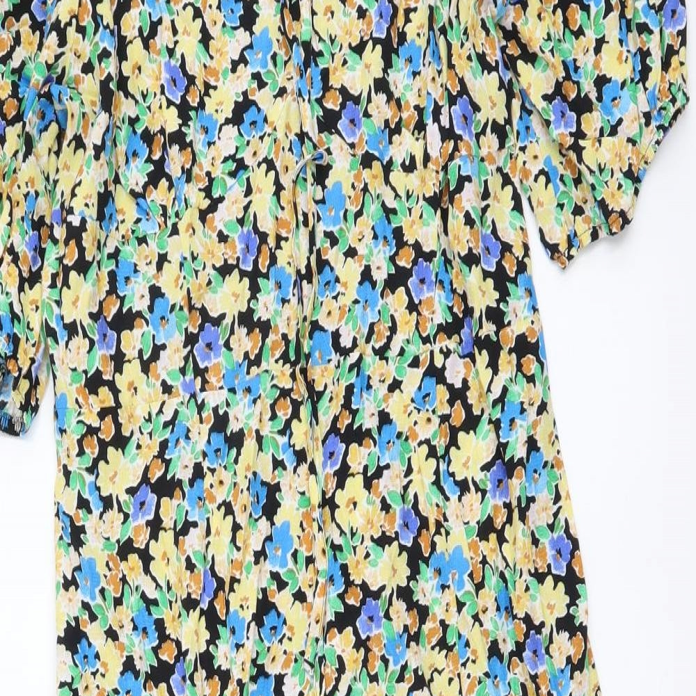 Marks and Spencer Womens Multicoloured Floral Viscose A-Line Size 12 Round Neck Pullover