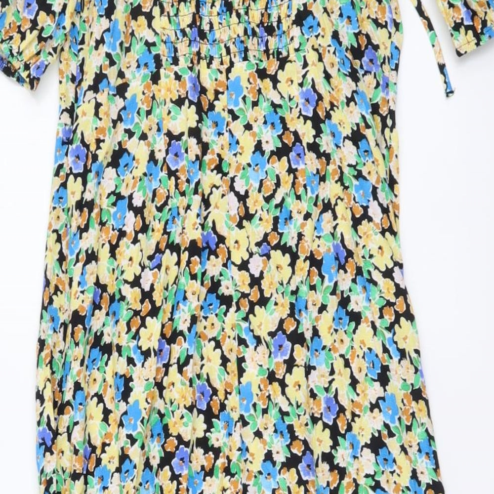Marks and Spencer Womens Multicoloured Floral Viscose A-Line Size 12 Round Neck Pullover