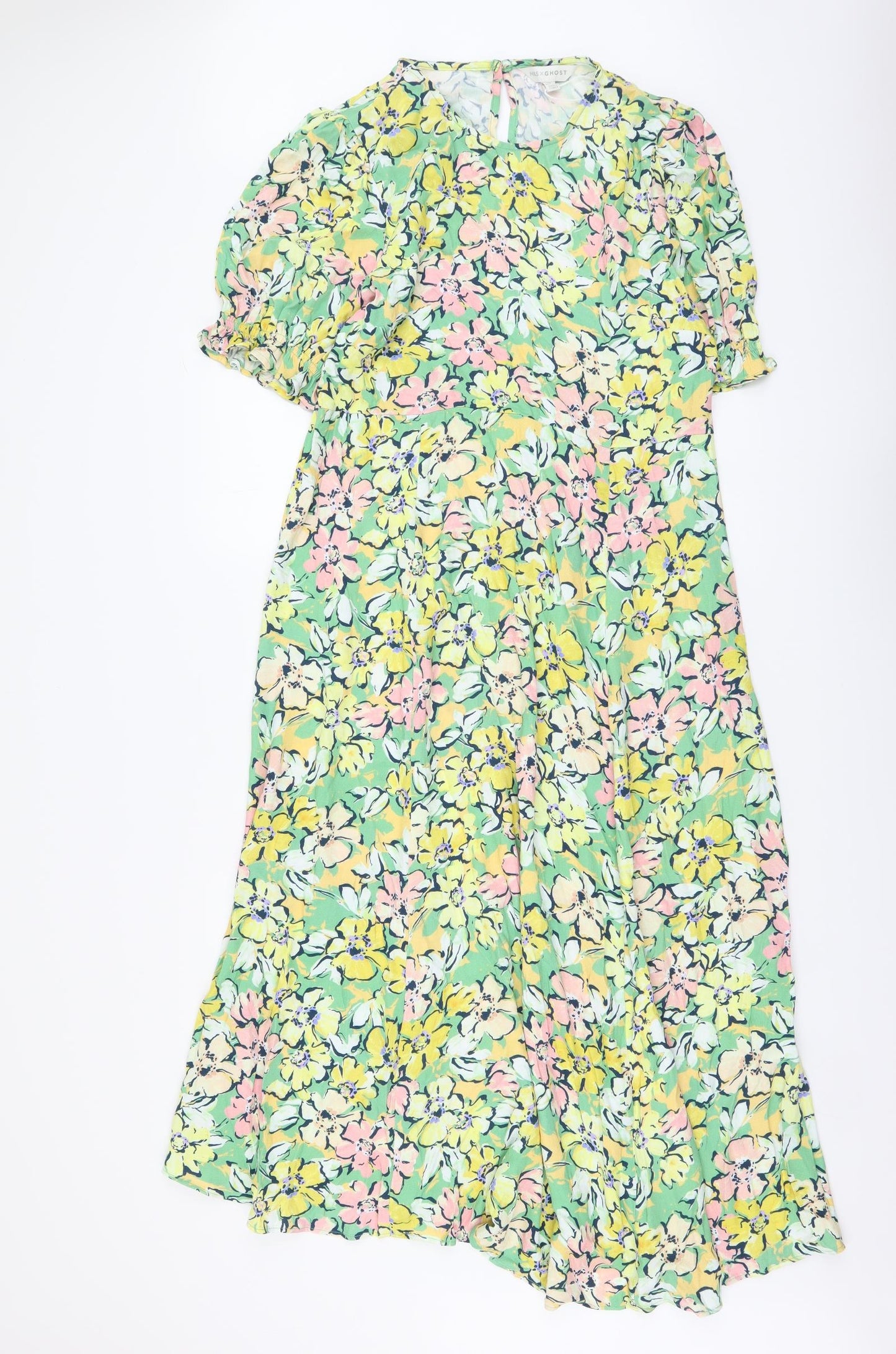 Marks and Spencer Womens Multicoloured Floral Viscose A-Line Size 16 Round Neck Pullover