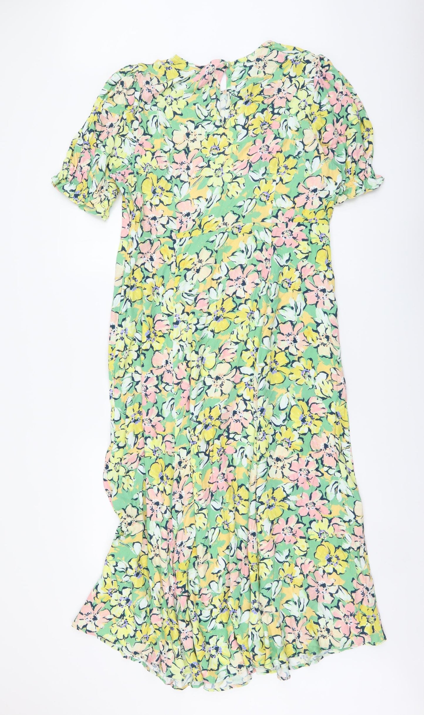 Marks and Spencer Womens Multicoloured Floral Viscose A-Line Size 16 Round Neck Pullover