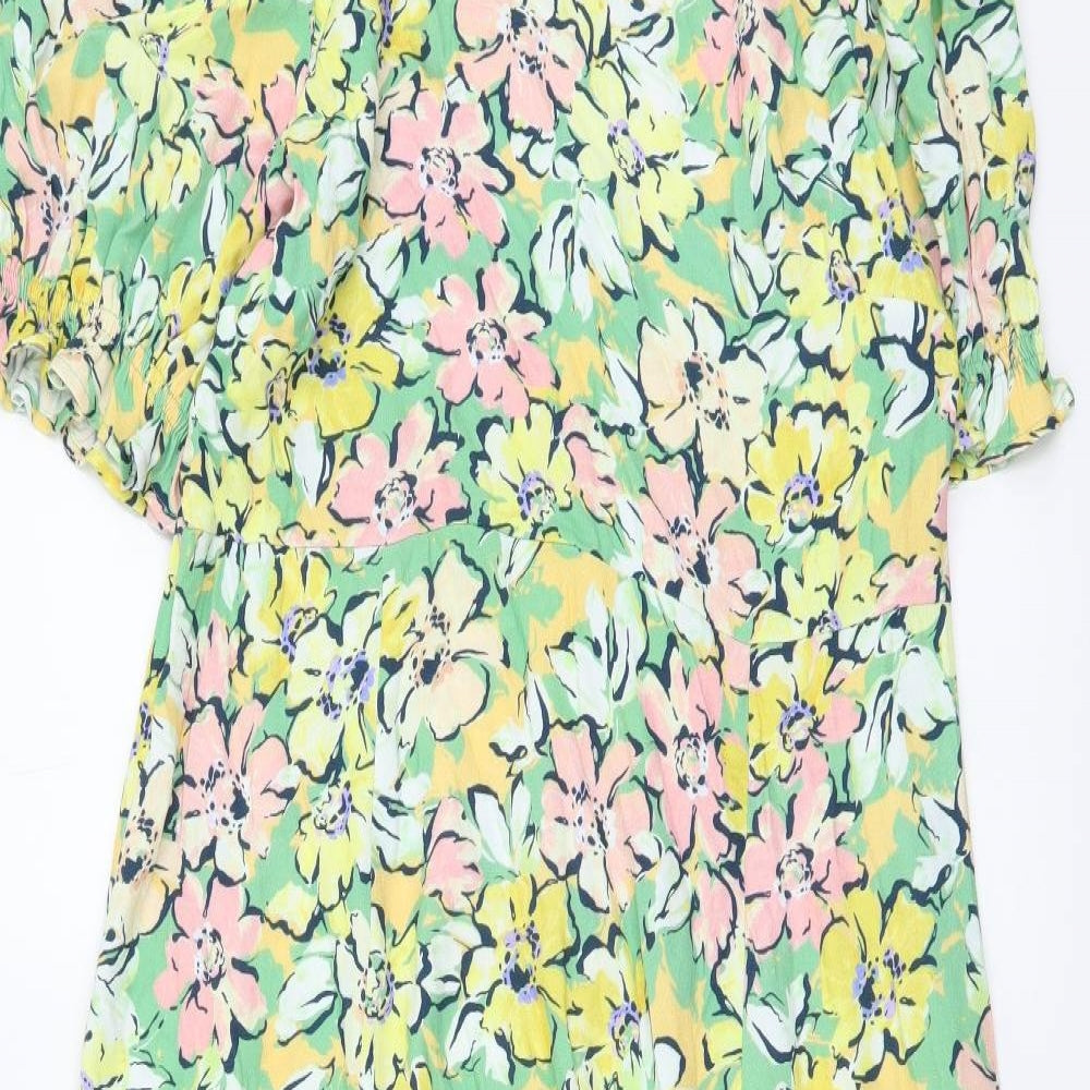 Marks and Spencer Womens Multicoloured Floral Viscose A-Line Size 16 Round Neck Pullover