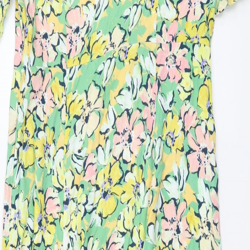 Marks and Spencer Womens Multicoloured Floral Viscose A-Line Size 16 Round Neck Pullover