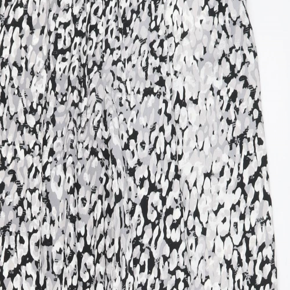 Marks and Spencer Womens Grey Animal Print Polyester Trousers Size 10 L30.5 in Regular Drawstring - Leopard pattern