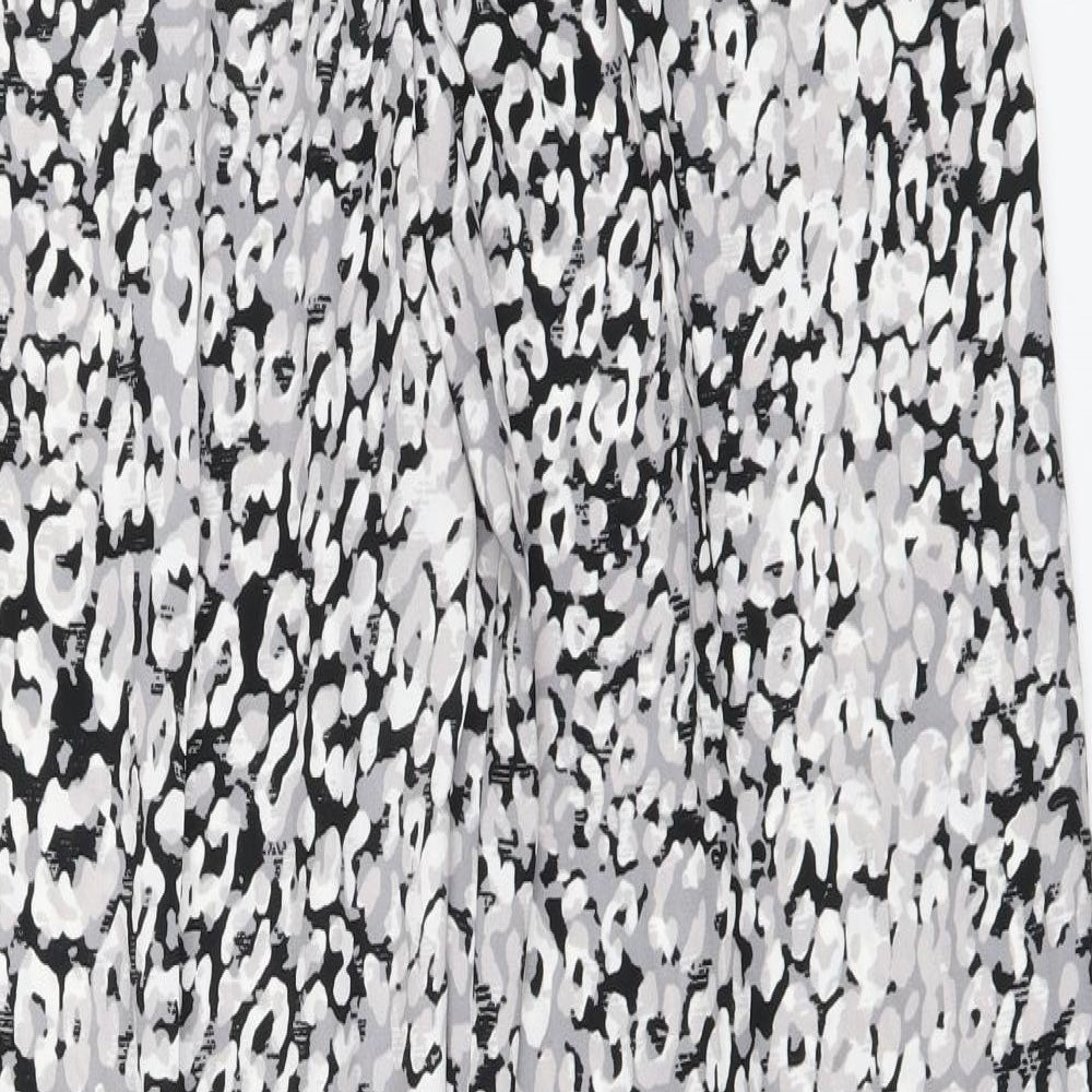 Marks and Spencer Womens Grey Animal Print Polyester Trousers Size 10 L30.5 in Regular Drawstring - Leopard pattern