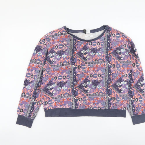 H&M Womens Multicoloured Geometric Cotton Pullover Hoodie Size M Pullover