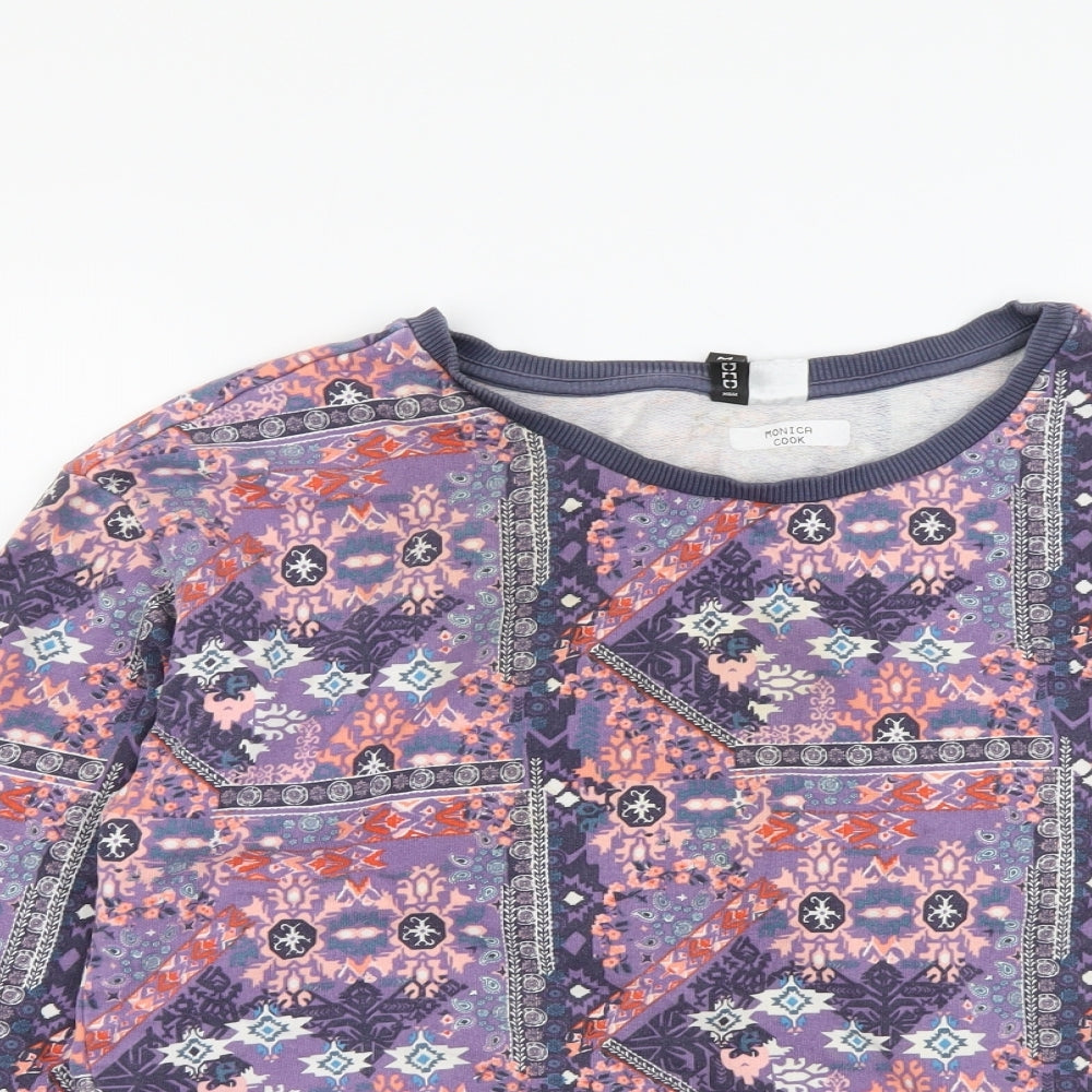H&M Womens Multicoloured Geometric Cotton Pullover Hoodie Size M Pullover