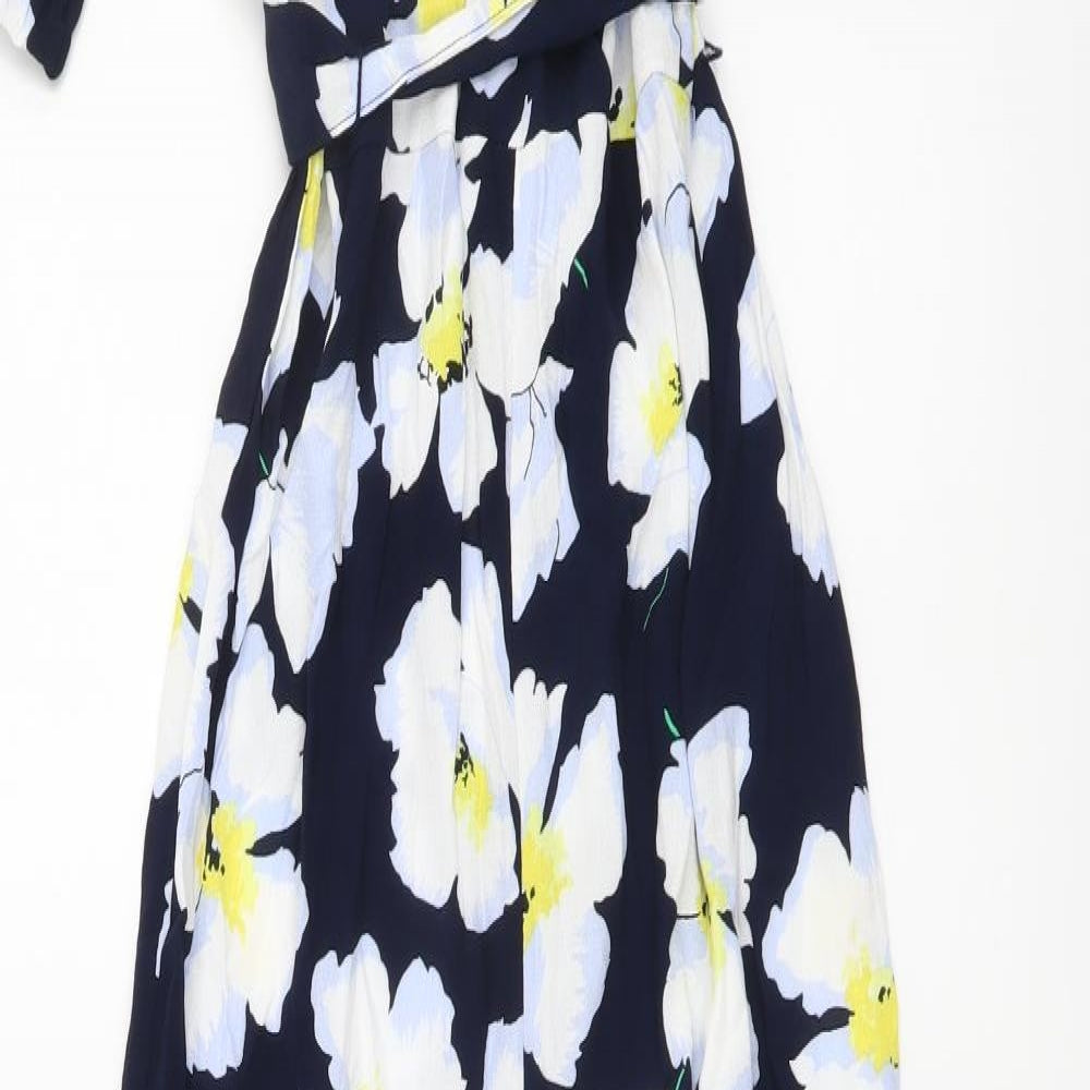 Marks and Spencer Womens Blue Floral Viscose Jumpsuit One-Piece Size 6 Zip