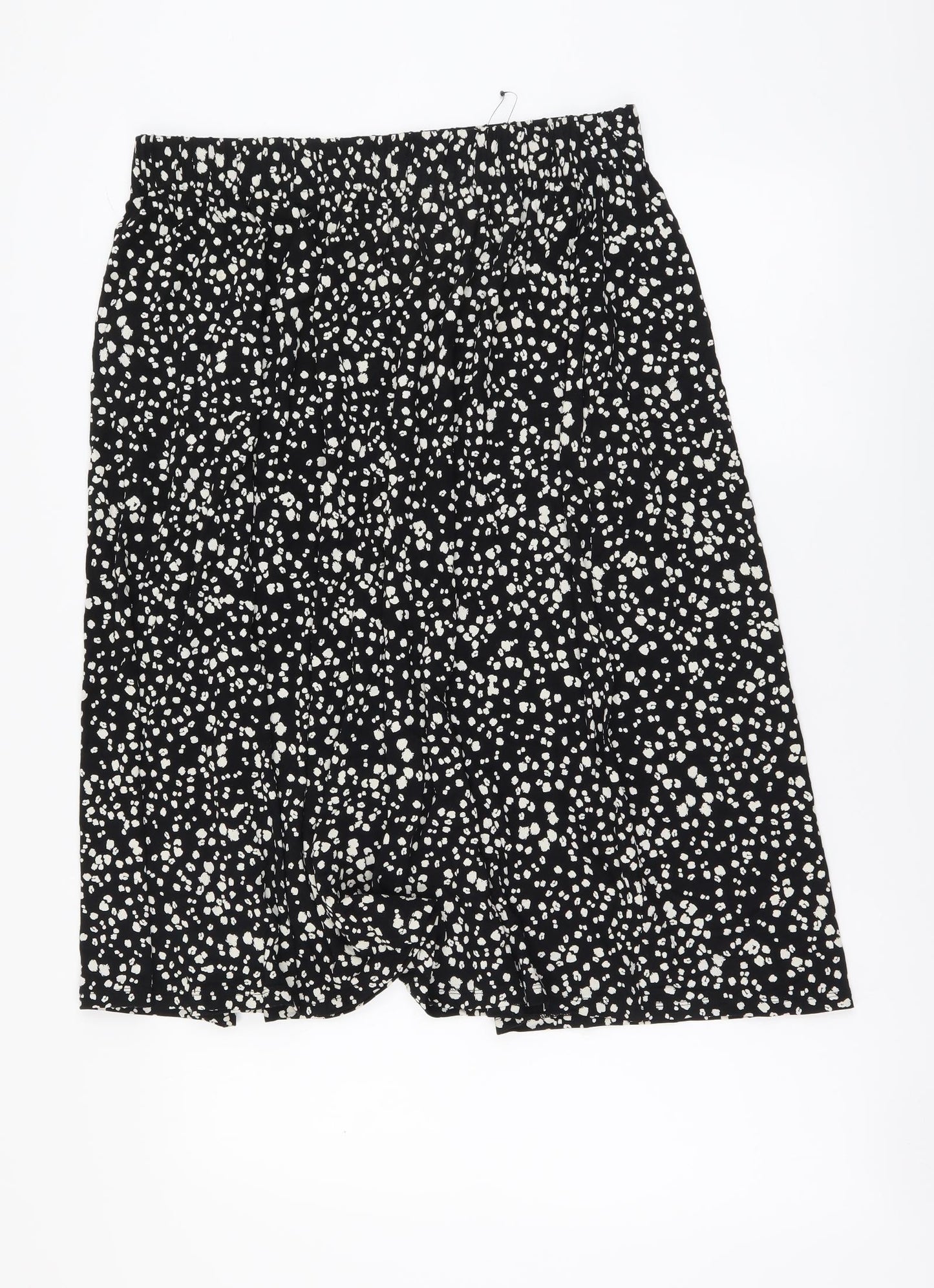 Marks and Spencer Womens Black Geometric Viscose A-Line Skirt Size 14 Drawstring