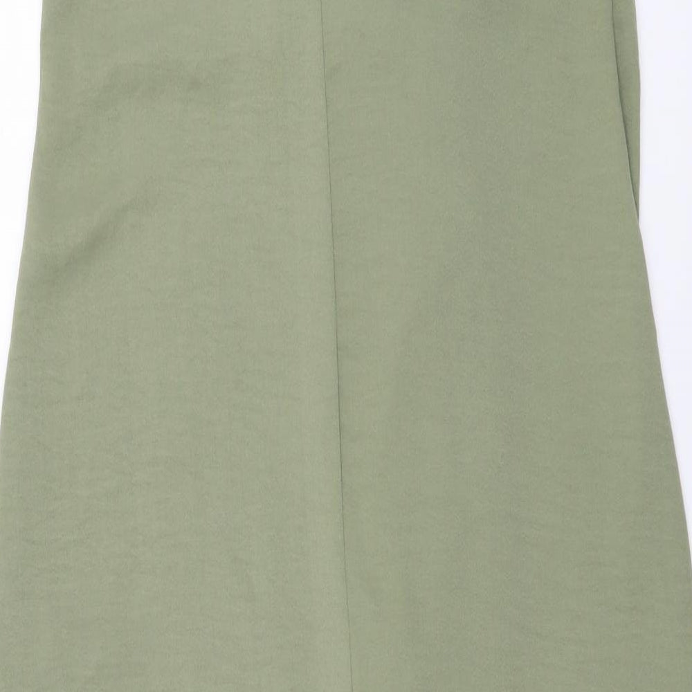 Marks and Spencer Womens Green Polyester A-Line Size 8 Collared Button