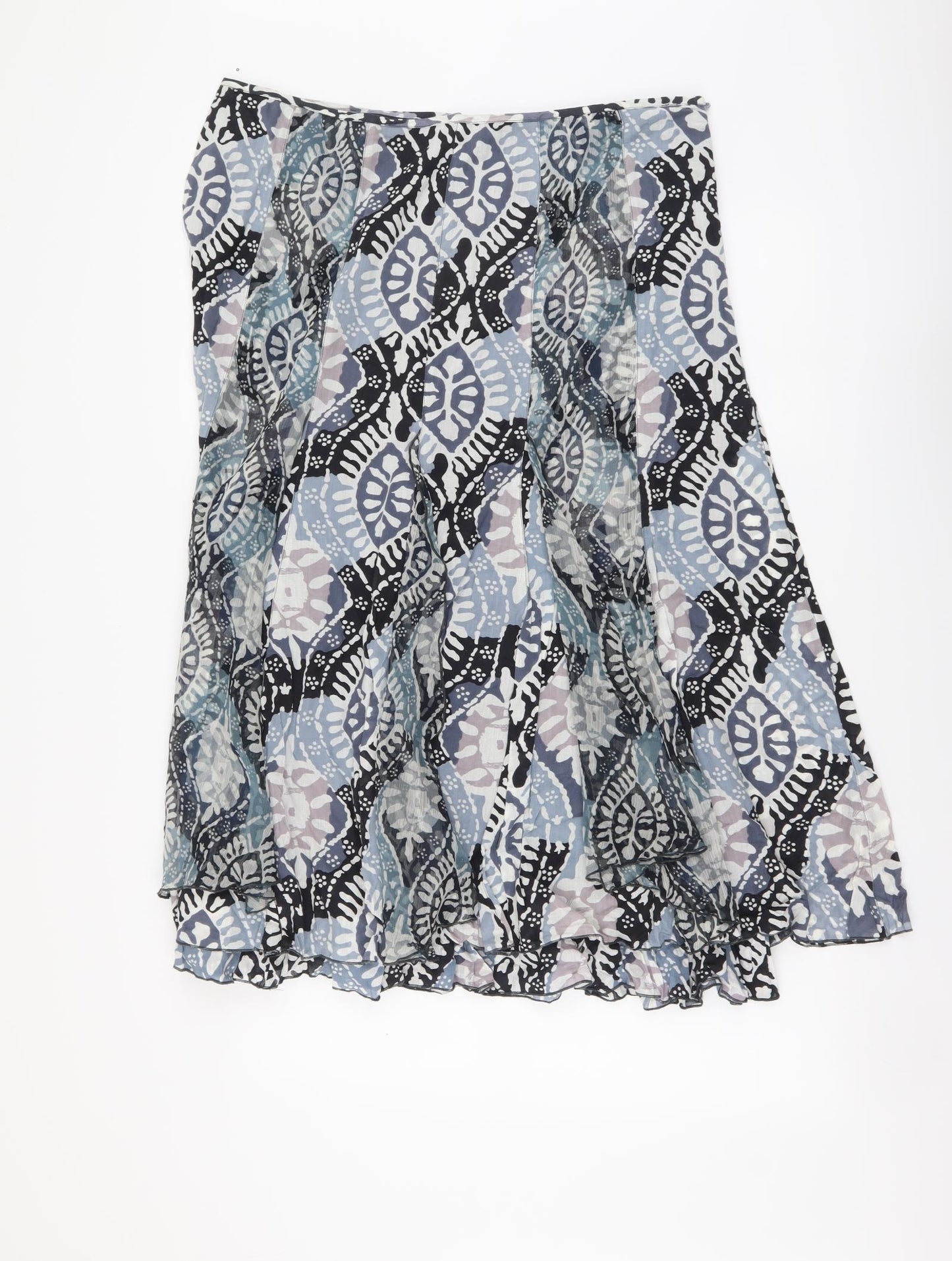 Per Una Womens Multicoloured Geometric Cotton A-Line Skirt Size 16 Zip