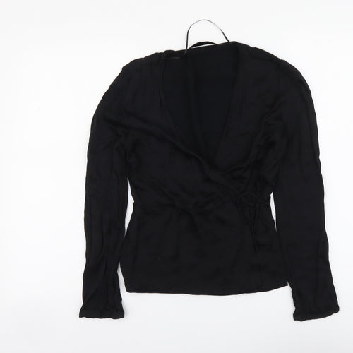 Zara Womens Black Polyester Basic Blouse Size S V-Neck