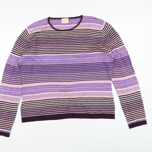 Country Casuals Womens Multicoloured Round Neck Striped Acrylic Pullover Jumper Size L