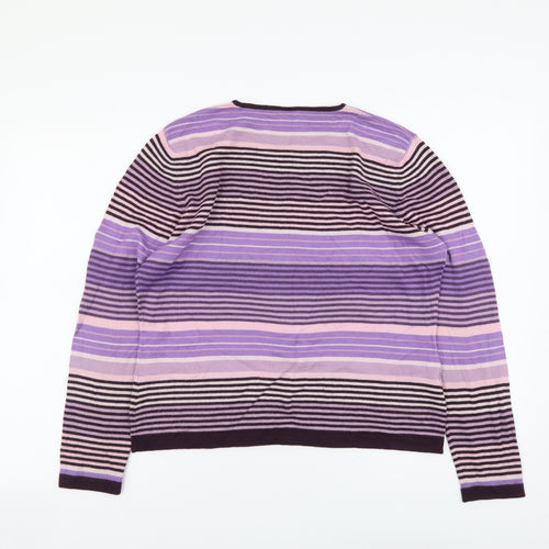 Country Casuals Womens Multicoloured Round Neck Striped Acrylic Pullover Jumper Size L