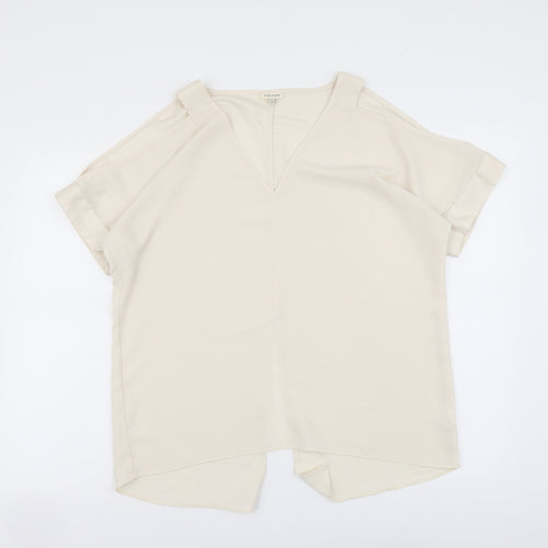 River Island Womens Beige Polyester Basic Blouse Size 12 V-Neck