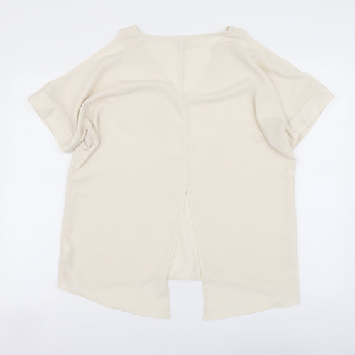 River Island Womens Beige Polyester Basic Blouse Size 12 V-Neck