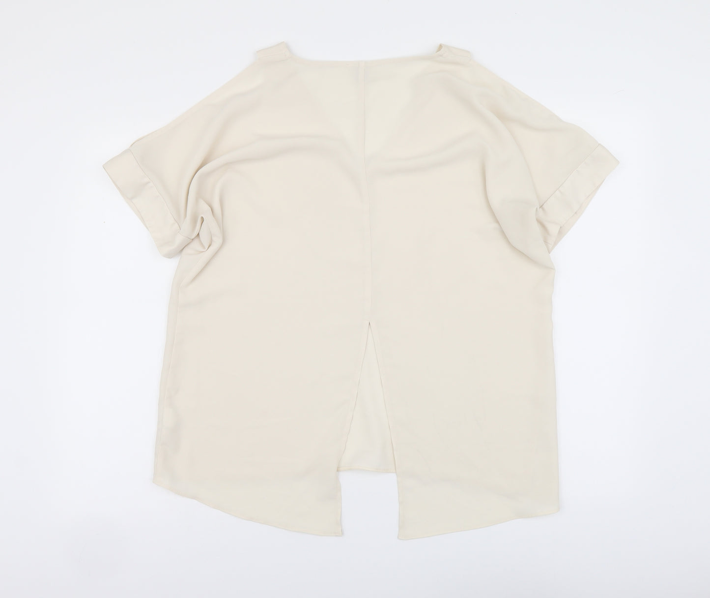River Island Womens Beige Polyester Basic Blouse Size 12 V-Neck
