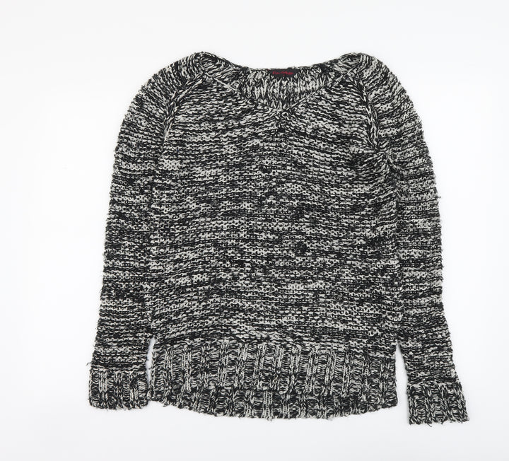 Miss Selfridge Womens Black Round Neck Acrylic Pullover Jumper Size 8