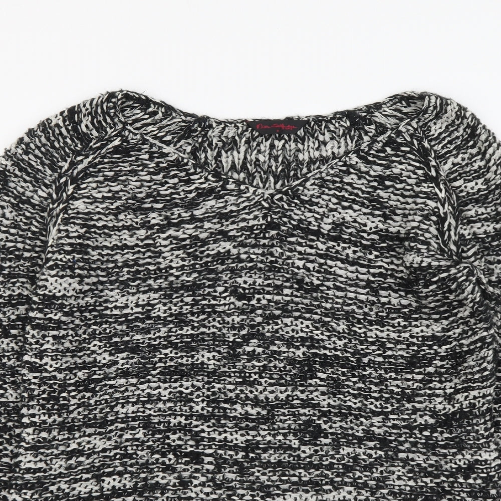 Miss Selfridge Womens Black Round Neck Acrylic Pullover Jumper Size 8