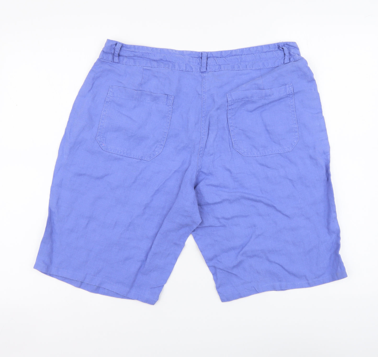 Atmosphere Womens Blue Linen Bermuda Shorts Size 14 L10 in Regular Button