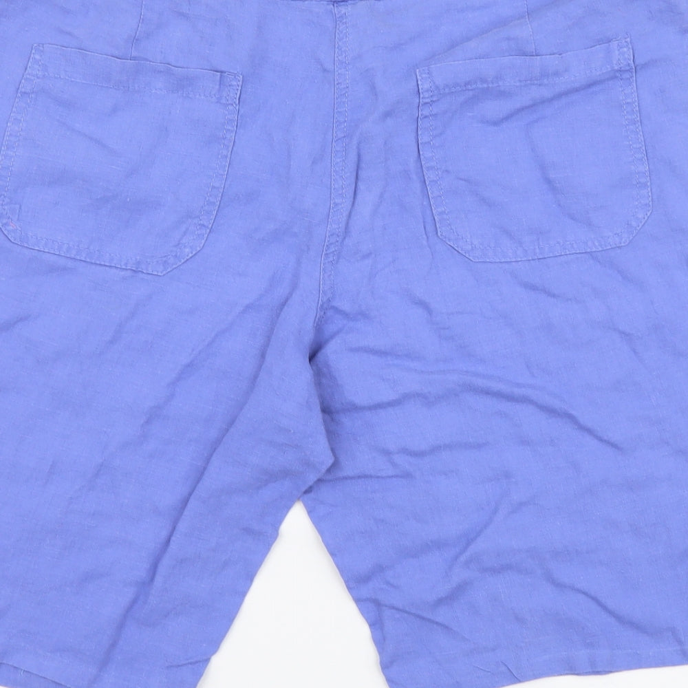 Atmosphere Womens Blue Linen Bermuda Shorts Size 14 L10 in Regular Button