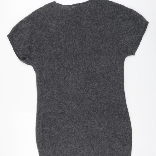 Monsoon Womens Grey Round Neck Wool Tunic Jumper Size S