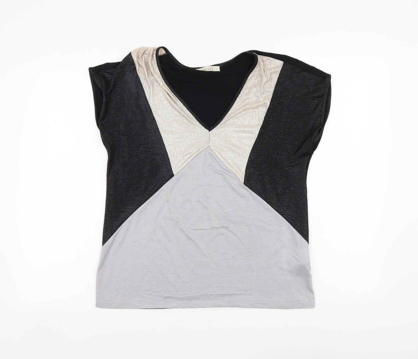 Oasis Womens Multicoloured Polyester Basic T-Shirt Size S V-Neck