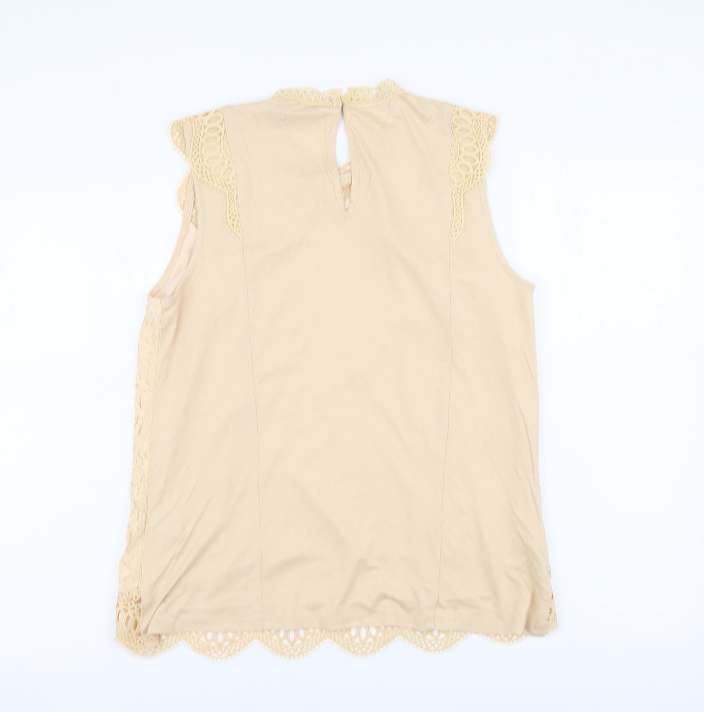 F&F Womens Beige Nylon Basic Blouse Size 12 Mock Neck
