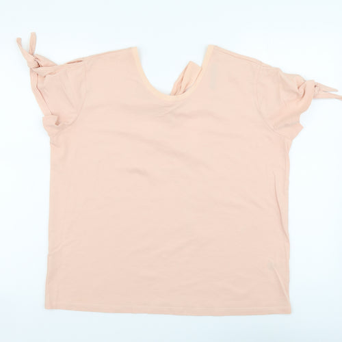Marks and Spencer Womens Pink Cotton Basic T-Shirt Size 14 Round Neck
