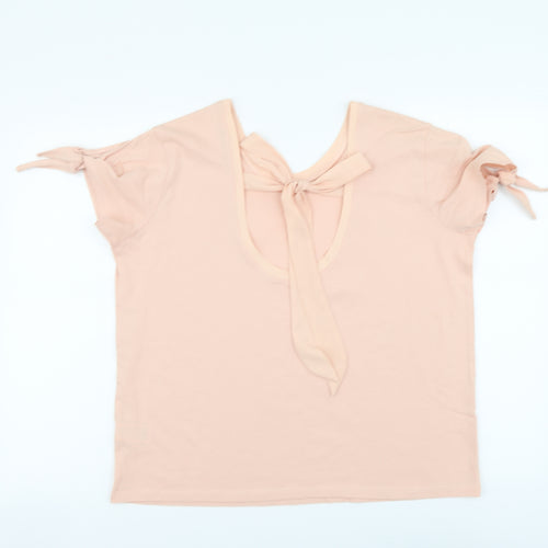 Marks and Spencer Womens Pink Cotton Basic T-Shirt Size 14 Round Neck
