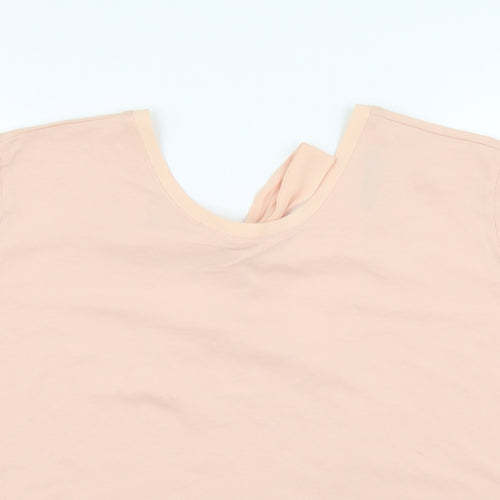Marks and Spencer Womens Pink Cotton Basic T-Shirt Size 14 Round Neck