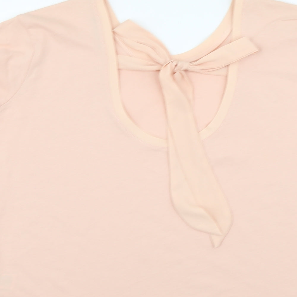 Marks and Spencer Womens Pink Cotton Basic T-Shirt Size 14 Round Neck