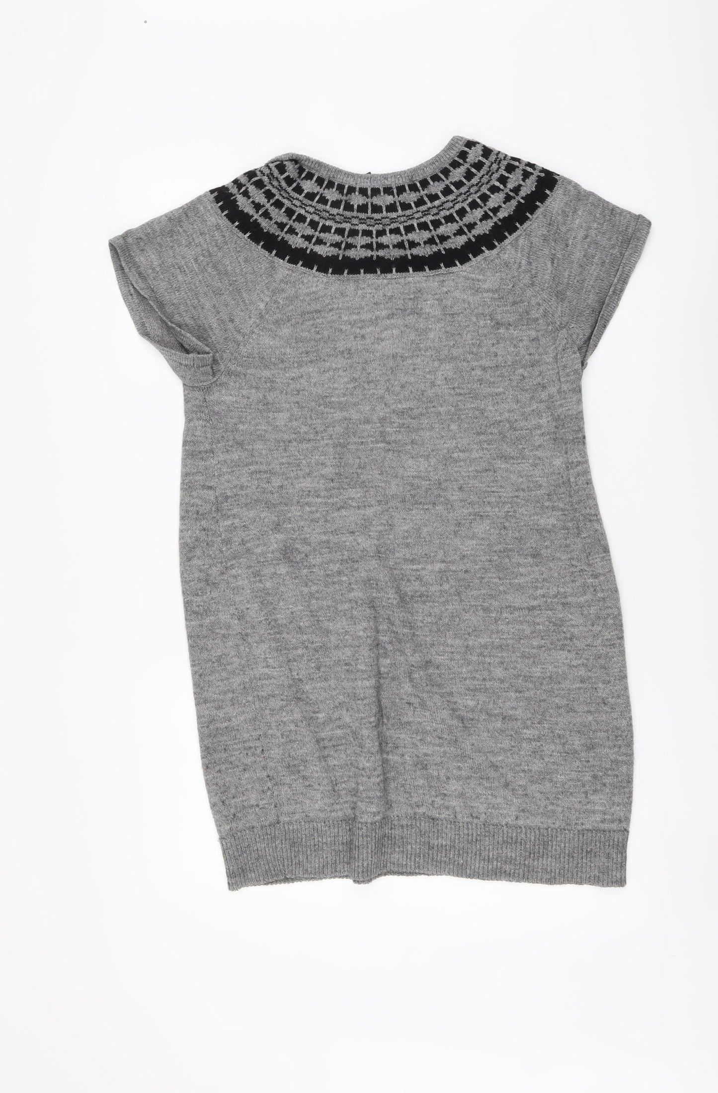 H&M Womens Grey Round Neck Acrylic Tunic Jumper Size M