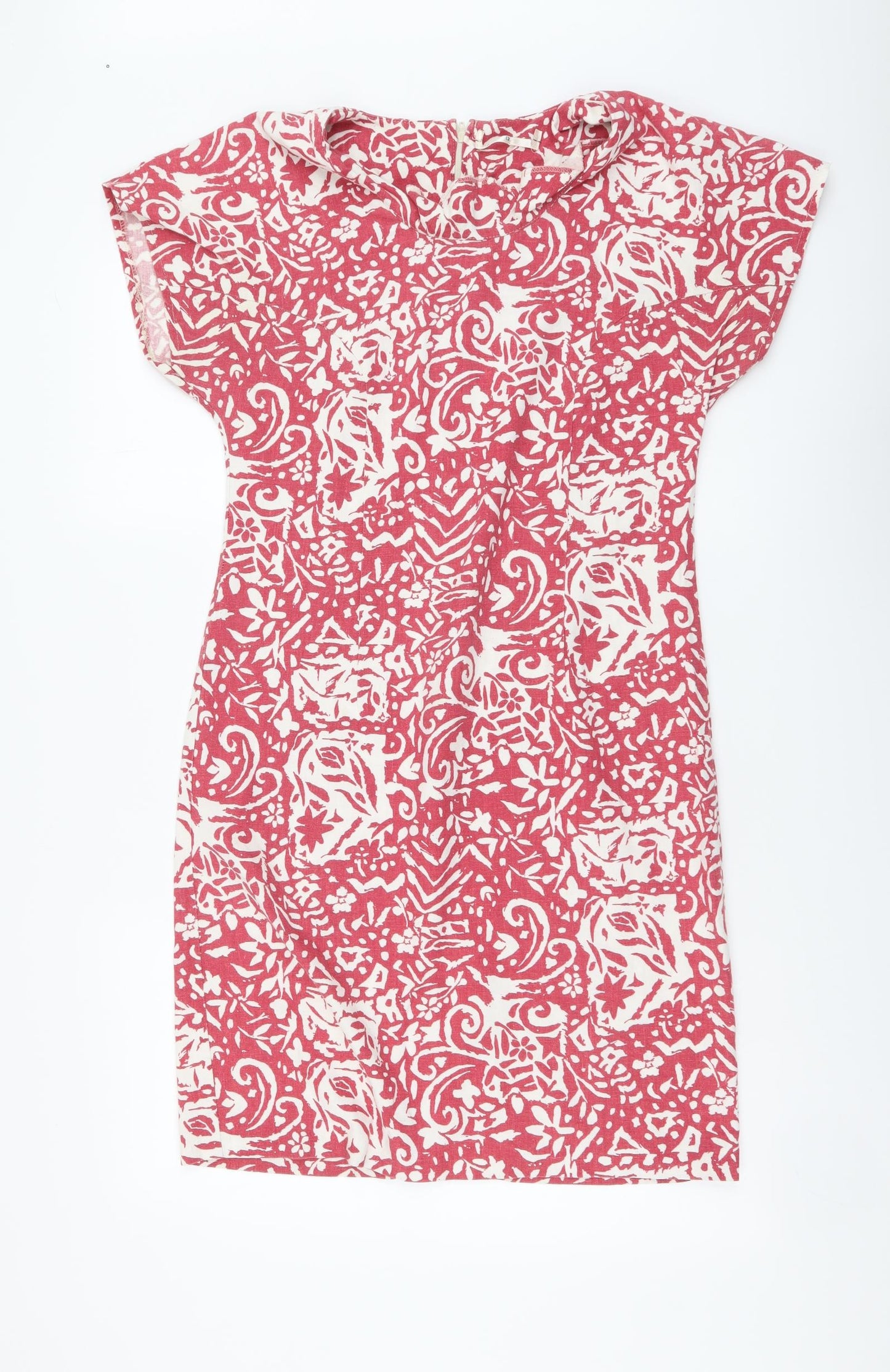 TU Womens Red Geometric Cotton A-Line Size 12 Round Neck Pullover