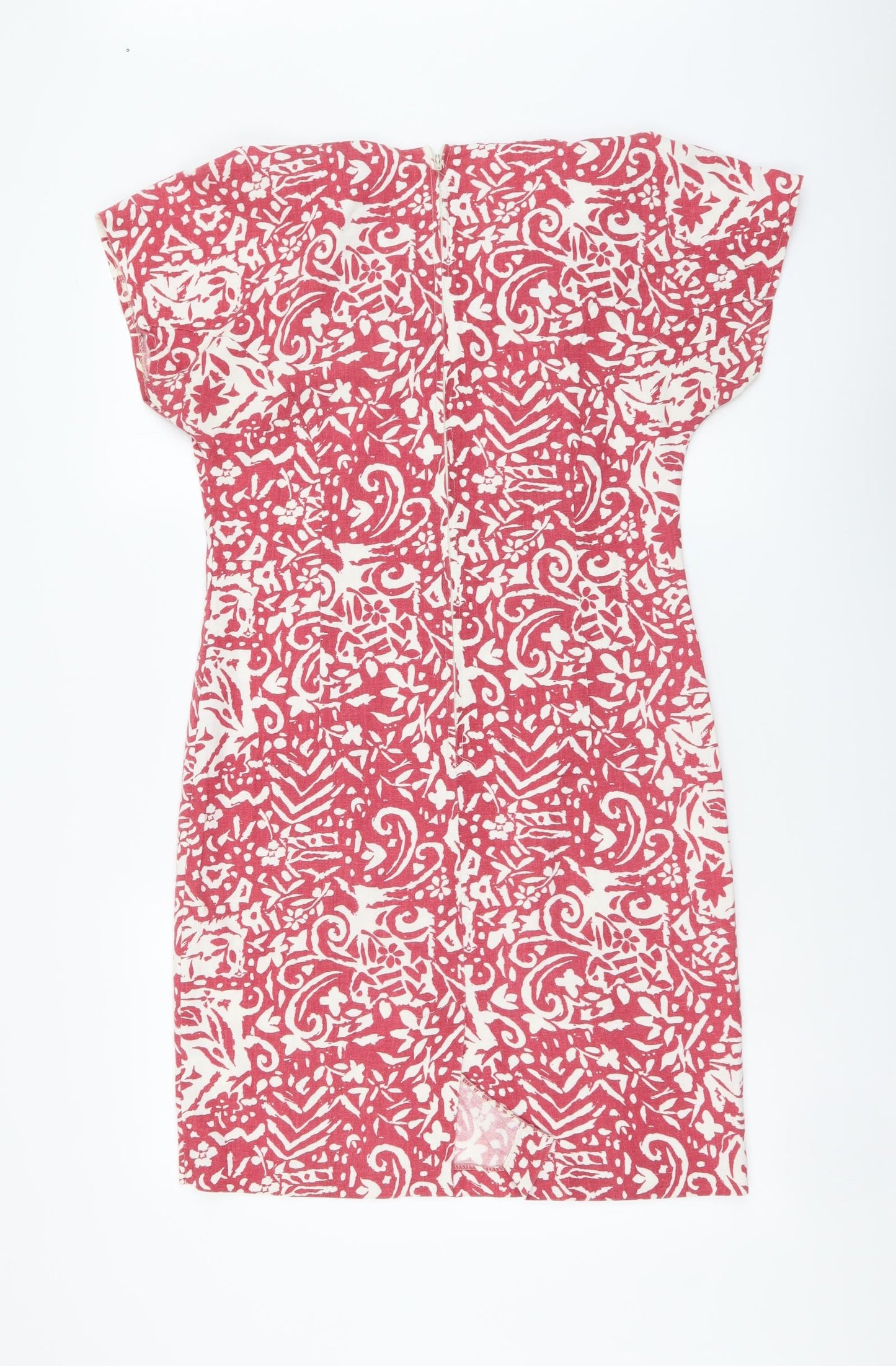 TU Womens Red Geometric Cotton A-Line Size 12 Round Neck Pullover